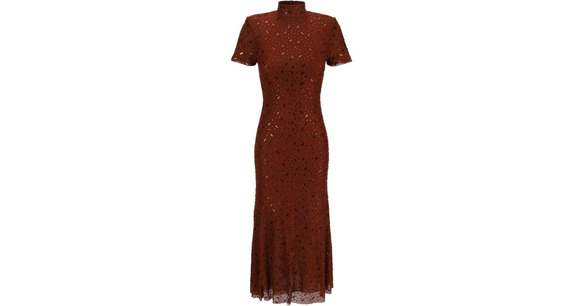Cutout Mock Neck Mesh Dress
