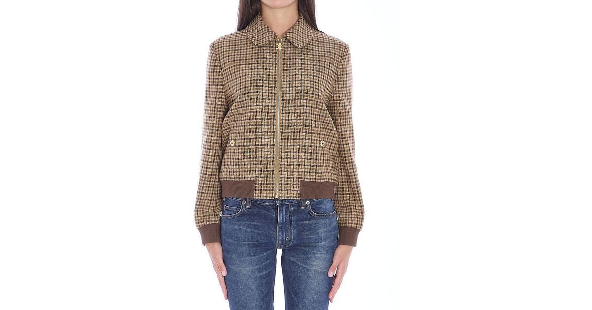 CELINE★素敵！Brown Double Houndstooth Chelsea Jacket NWT CELINE Brown Double Houndstooth Chelsea Jacket/Blazer F