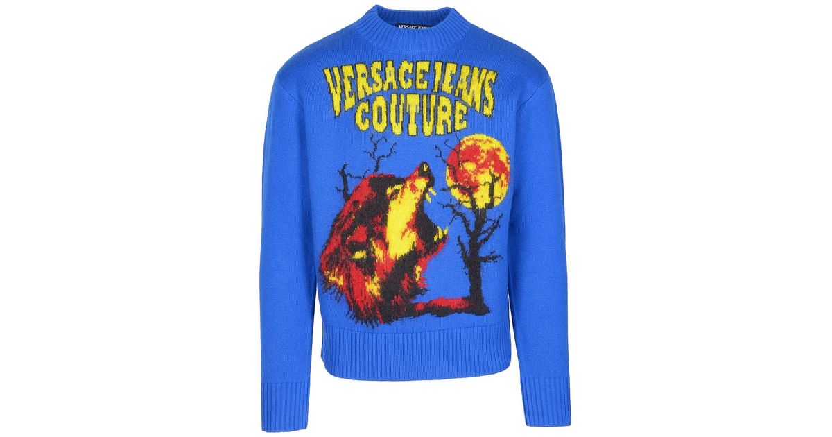 Versace Jeans Couture Blue Sweater for Men | Lyst