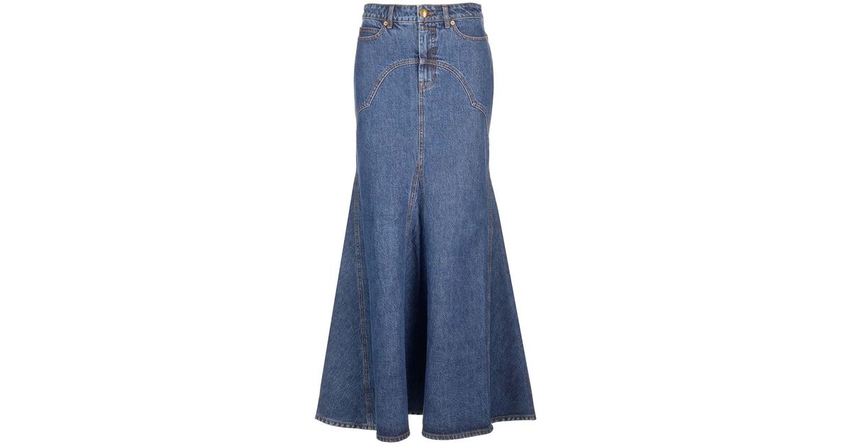 Zimmermann Denim Maxi Skirt in Blue Lyst