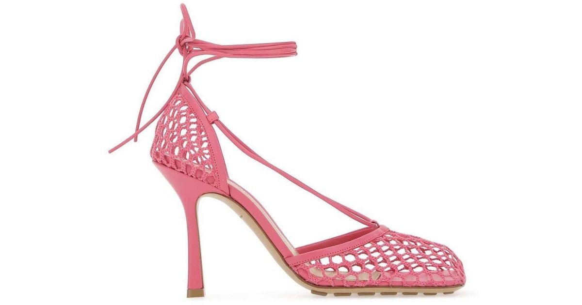 Bottega Veneta Stretch Lace-Up Sandals in Pink | Lyst