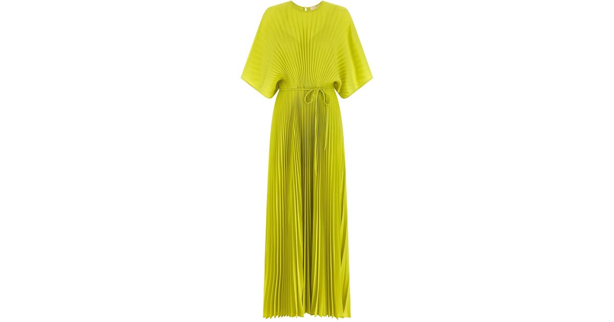 Twinset Pleated Dress in Yellow | Lyst