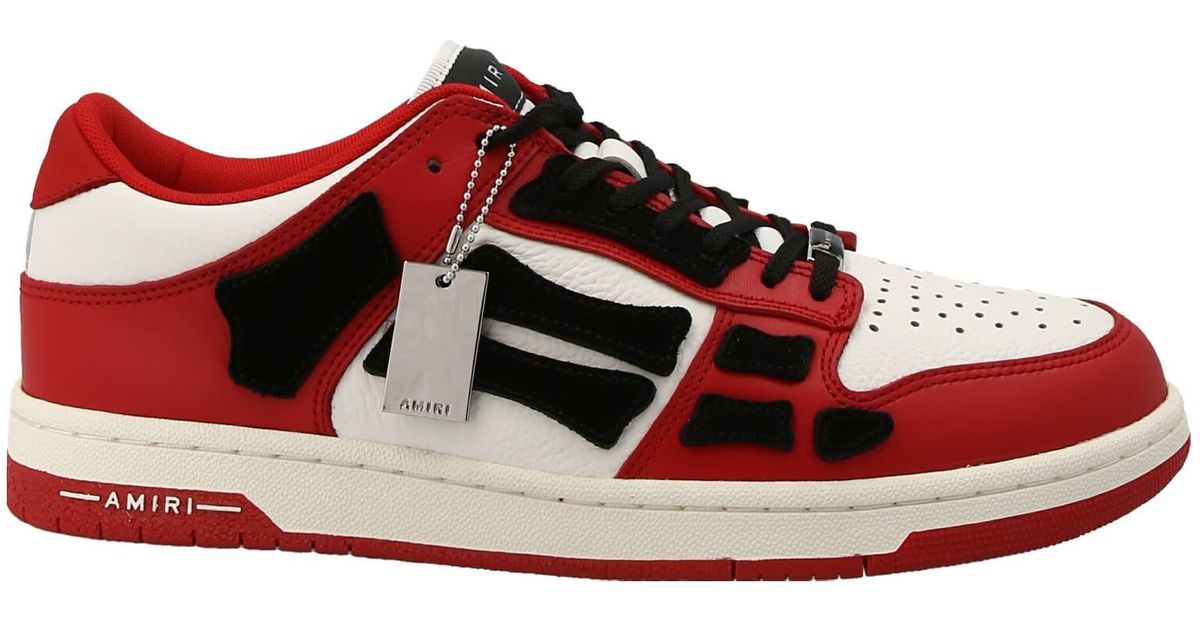 Amiri Leather Skel Top Low Sneakers in Red for Men | Lyst