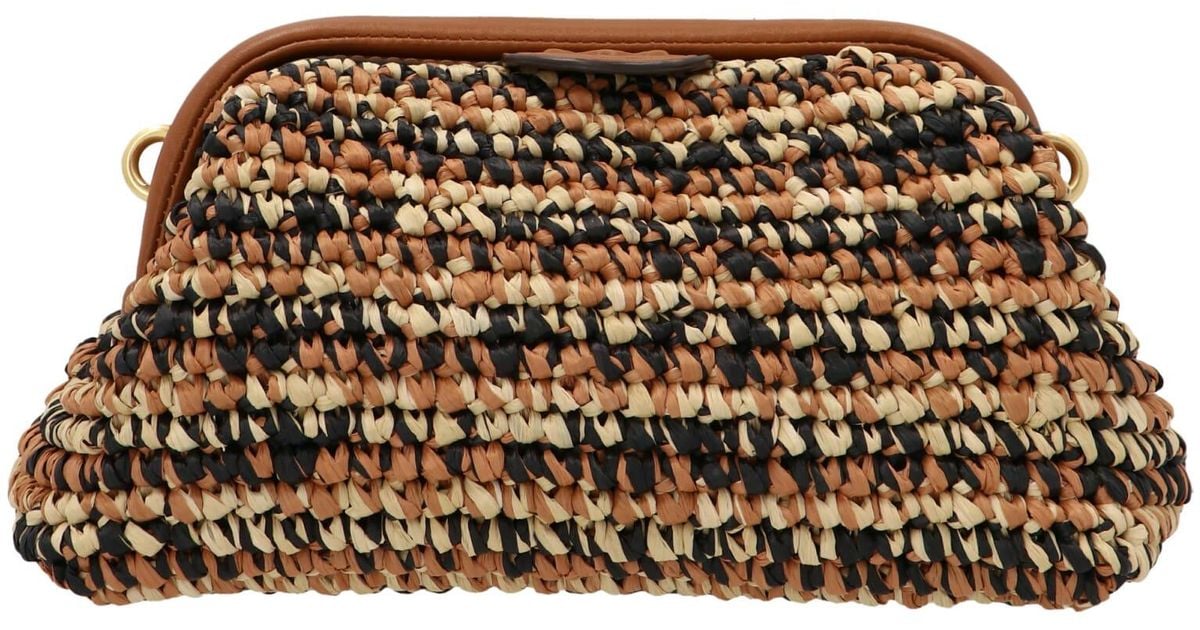 Tory Burch Leather Raffia Crossbody Bag in Brown - Save 7% | Lyst UK