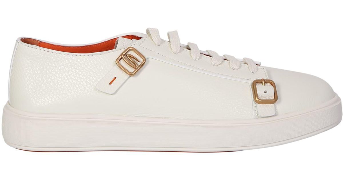 Santoni White Leather Sneakers for Men Lyst