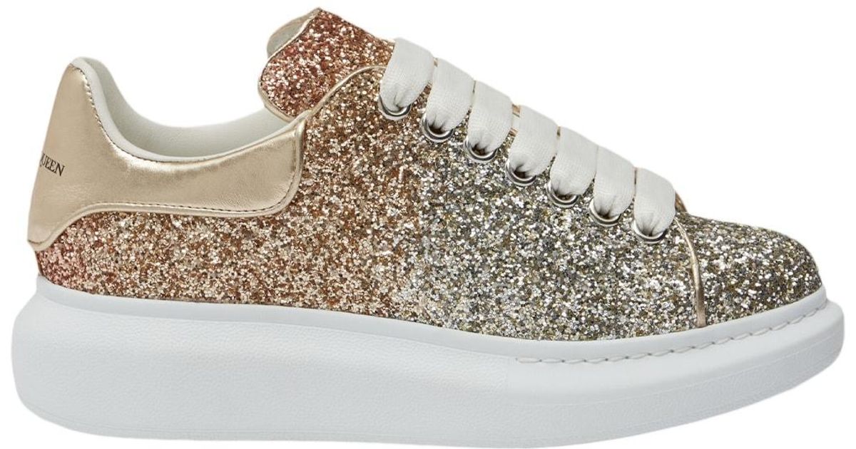 Alexander McQueen Rose Gold Oversized Sneakers in White | Lyst