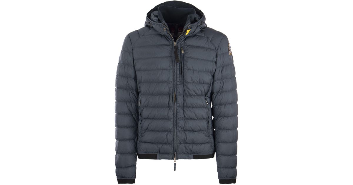 Parajumpers Coleman Short Down Jacket With Hood in Blue for Men Lyst