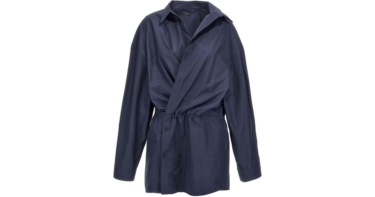 BALENCIAGA バレンシアガ STILE CAMICIA MINI' DRESS ブルー Balenciaga 'Stile Camicia Mini' Dress in Blue | Lyst