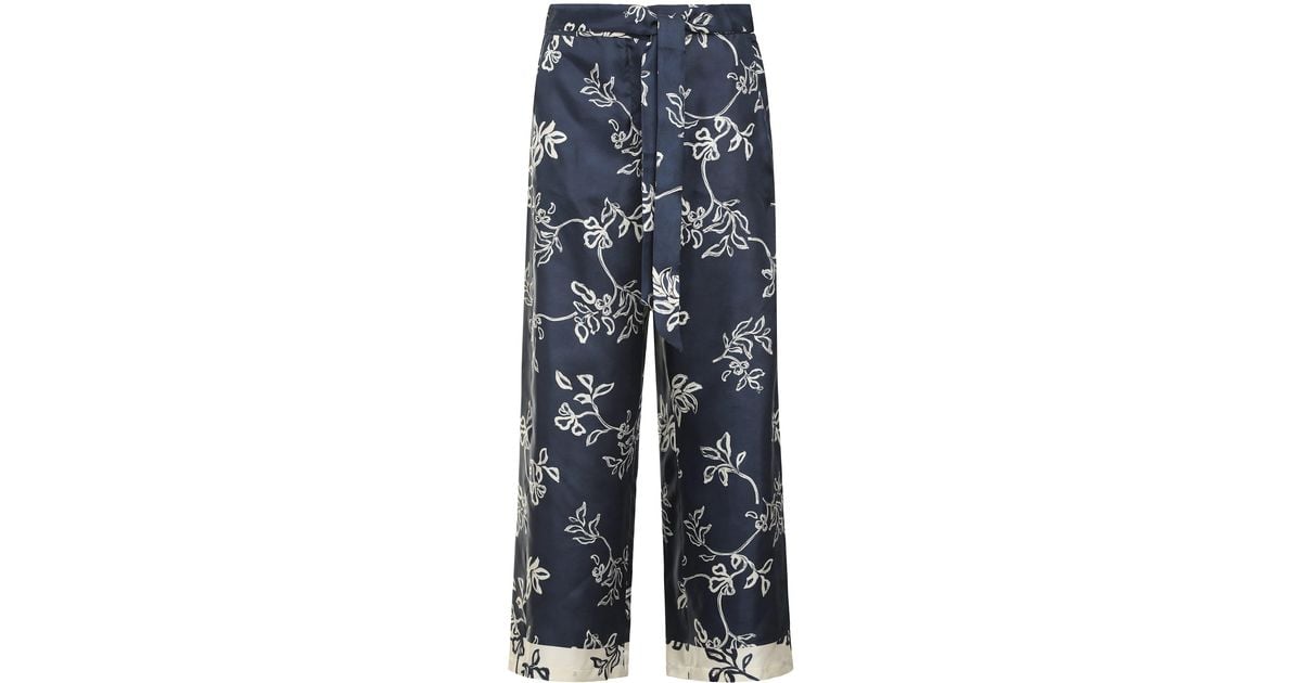 【送料&関税込】'S Max Mara Cinzia Printed Silk Pants Printed silk belted trousers, ultramarine | 