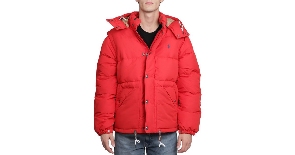 Polo Ralph Lauren Red Down Jacket for Men | Lyst