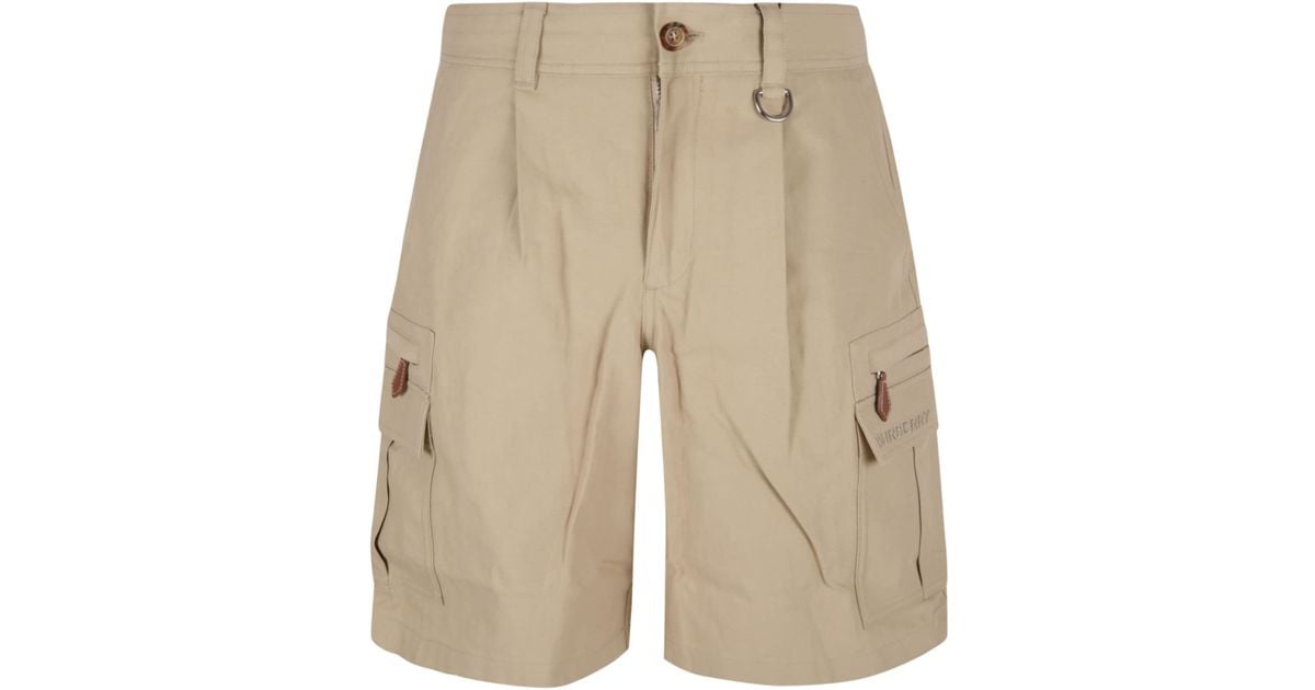Burberry Cotton Zip Cargo Shorts in Natural for Men Lyst