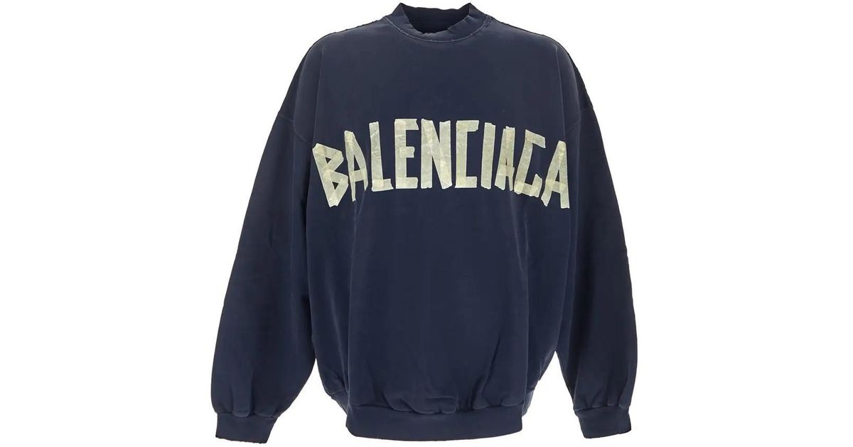 Balenciaga Tape Type Logo Sweatshirt in Blue for Men | Lyst