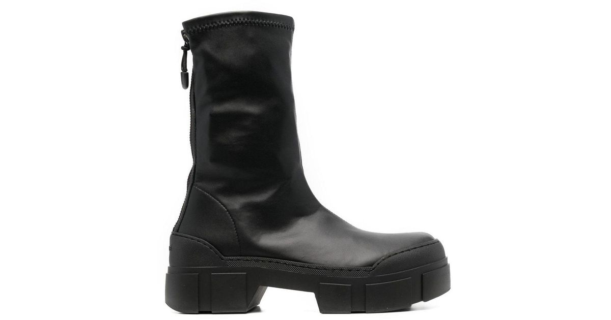 Vic Matié Black Faux Leather Roccia Ankle Boots | Lyst