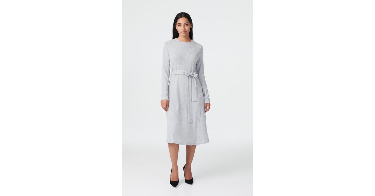 Izabel London Long Sleeve Midi Dress in Gray | Lyst
