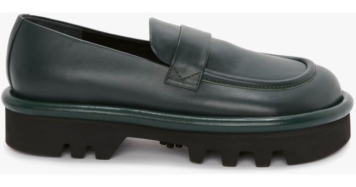 JW Anderson Bumper-tube Leather Chunky Loafers in Green | Lyst