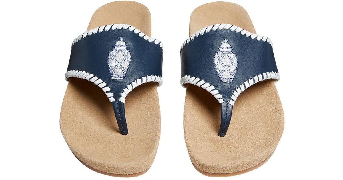 Jack Rogers Leather Ginger Jar Embroidered Comfort Jacks in Midnight