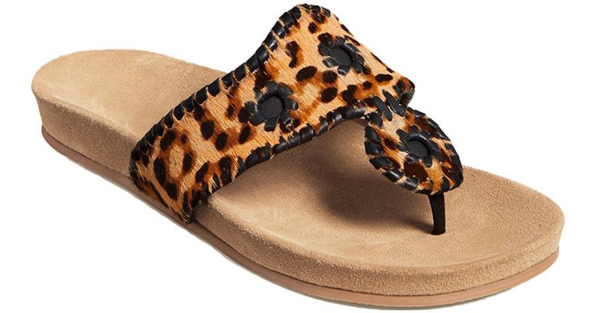 Jack Rogers Leather Jacks Haircalf Comfort Sandal in Leopard Print (Brown) - Lyst