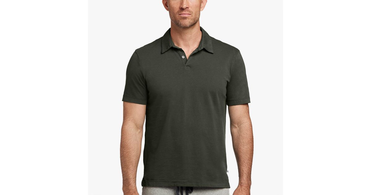 James Perse Sueded Jersey Polo in Green for Men - Lyst