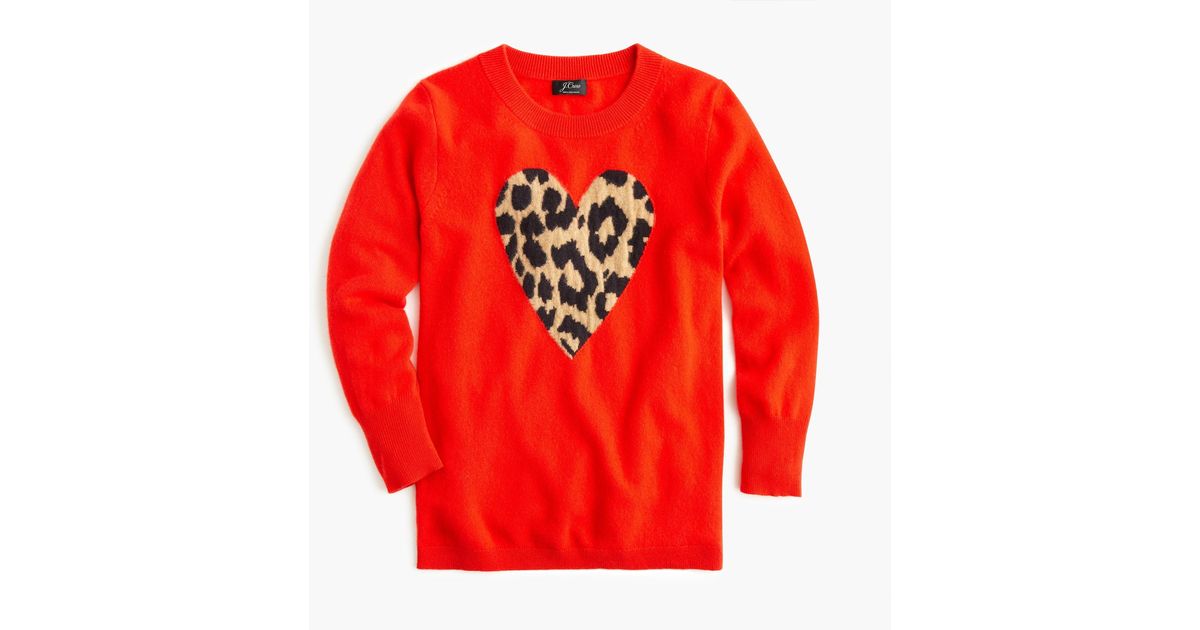 j crew leopard heart sweater