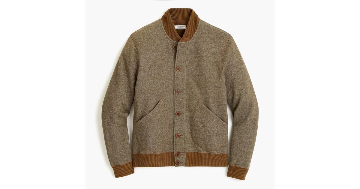J Crew Wallace Barnes Fleece Bomber Jacket In Green For Men Lyst