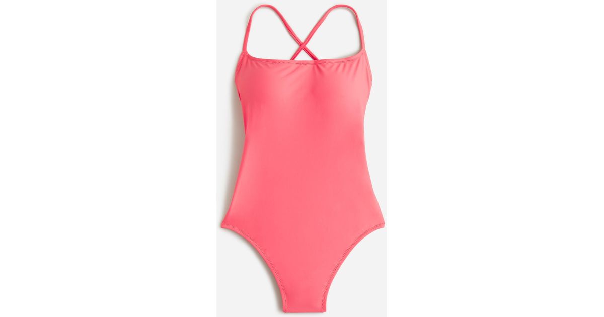 J.Crew Strappy Cross-back One-piece Swimsuit In Sunset Plaid in Pink | Lyst
