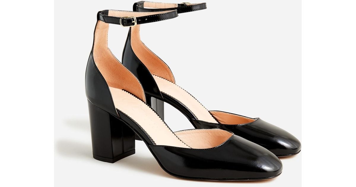 J.Crew Maisie Ankle-strap Heels In Leather in Black | Lyst