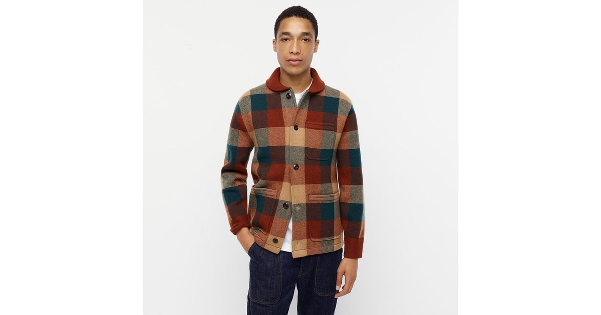 J.Crew Wallace & Barnes Boiled Merino Wool Chore Jacket In Check for ...
