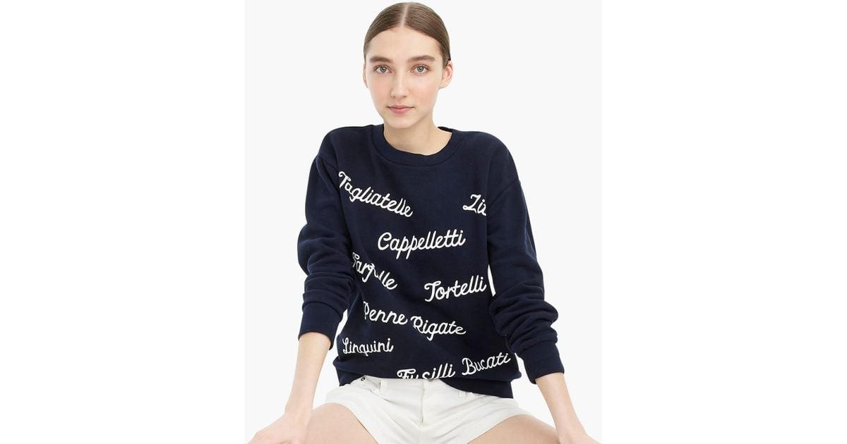 j crew pasta sweatshirt