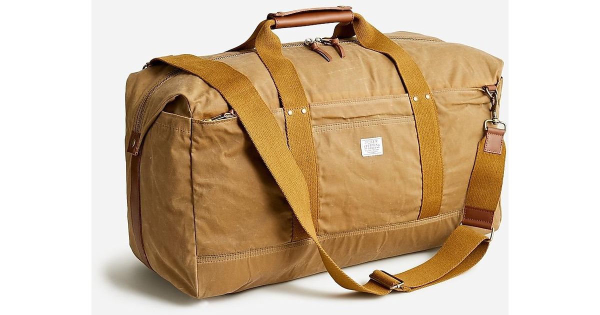 J.Crew Waxed Canvas Duffel Bag in Brown for Men Lyst