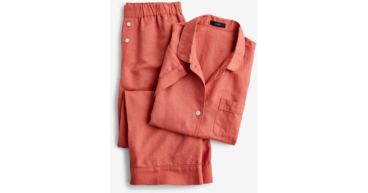 J.Crew Cotton-linen Short-sleeve Pajama Red |