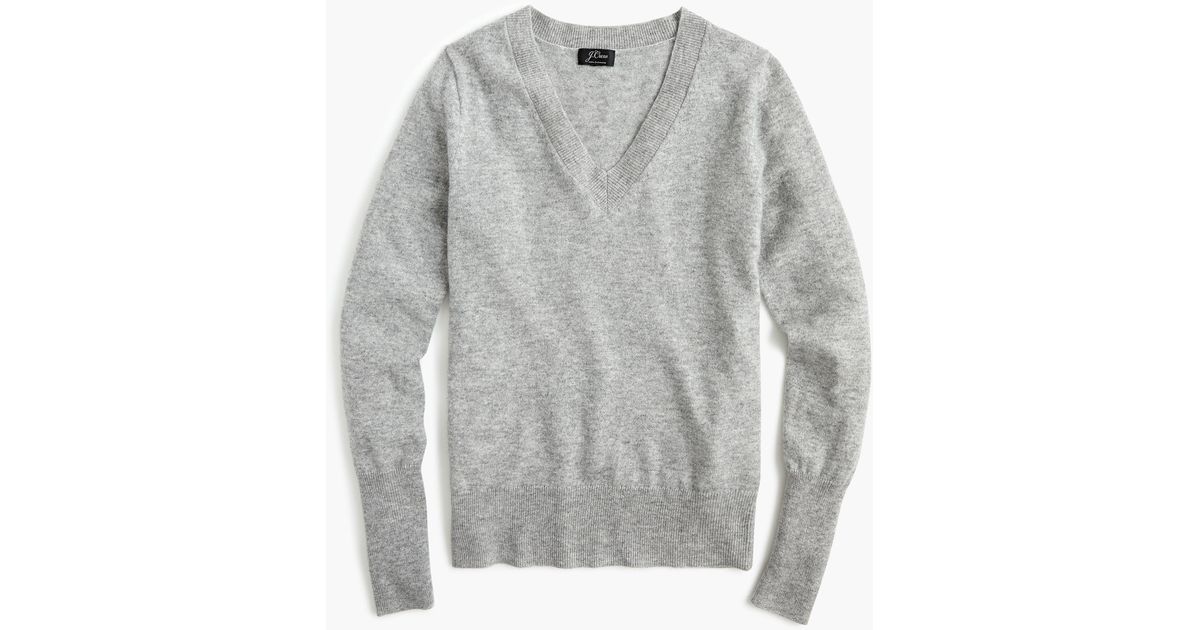 J.Crew Cashmere Vneck Fitted Sweater in Gray Lyst