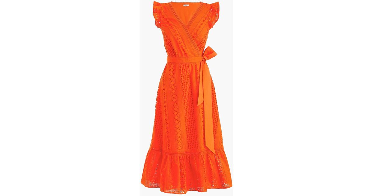 j crew midi wrap dress in allover eyelet