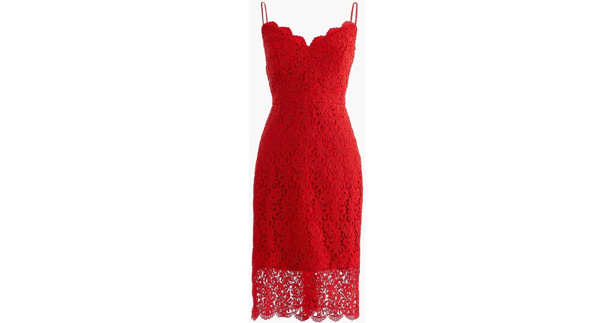 j crew red lace dress