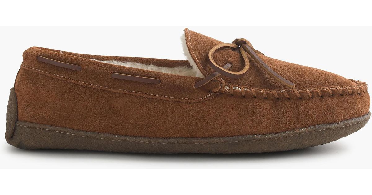 J.crew Fleece-lined Lodge Moccasins in Brown for Men | Lyst