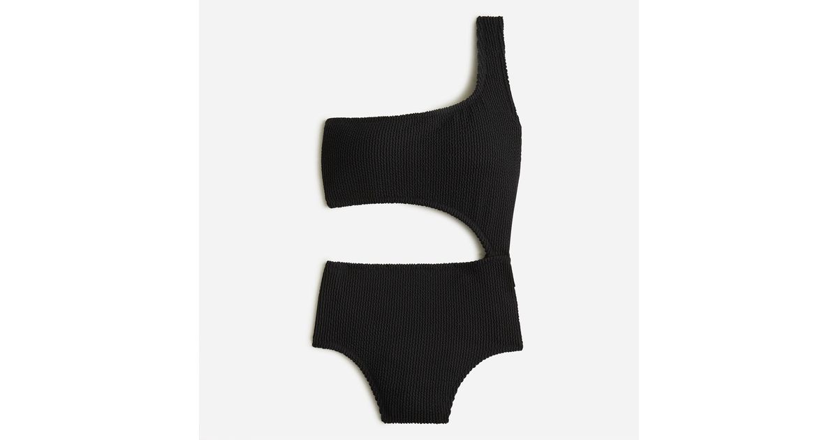 J.Crew Textured One-piece Swimsuit With Cutouts in Black | Lyst