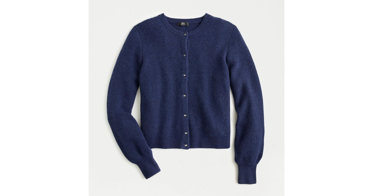 ribbed cardigan with jeweled buttons in supersoft yarn