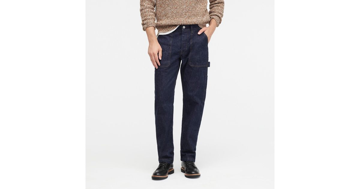 wallace & barnes carpenter pant in japanese rinsed indigo denim