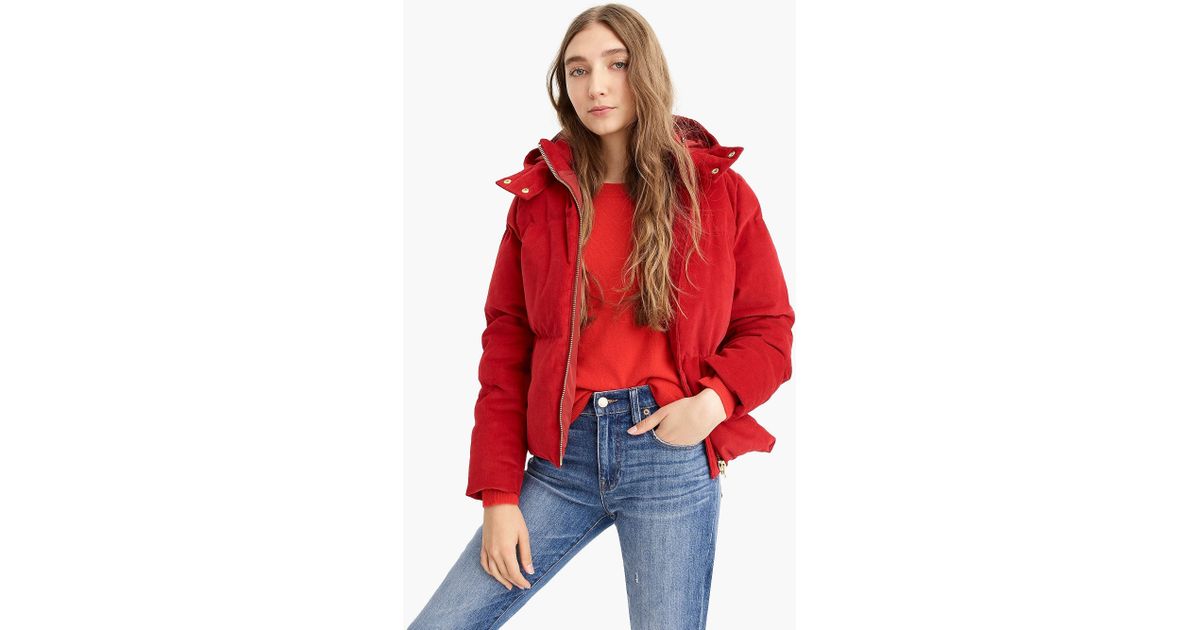 corduroy puffer jacket with hood