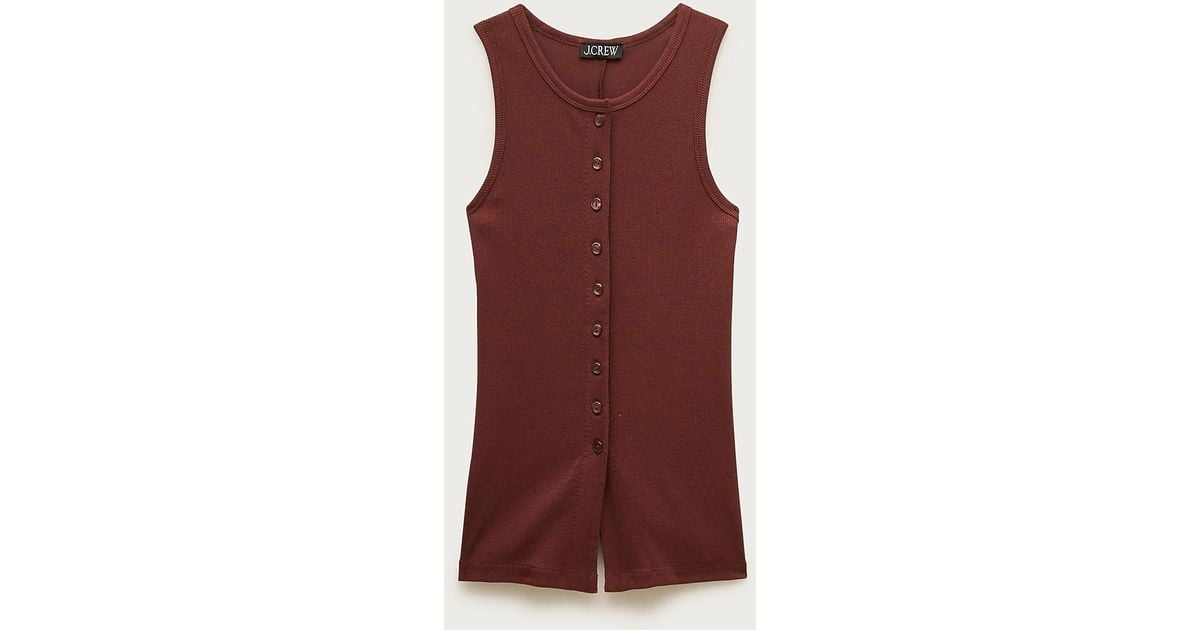 Sharp Rib Drill Shell J.Crew Perfect Rib Button-Up Shell Top in Red | Lyst