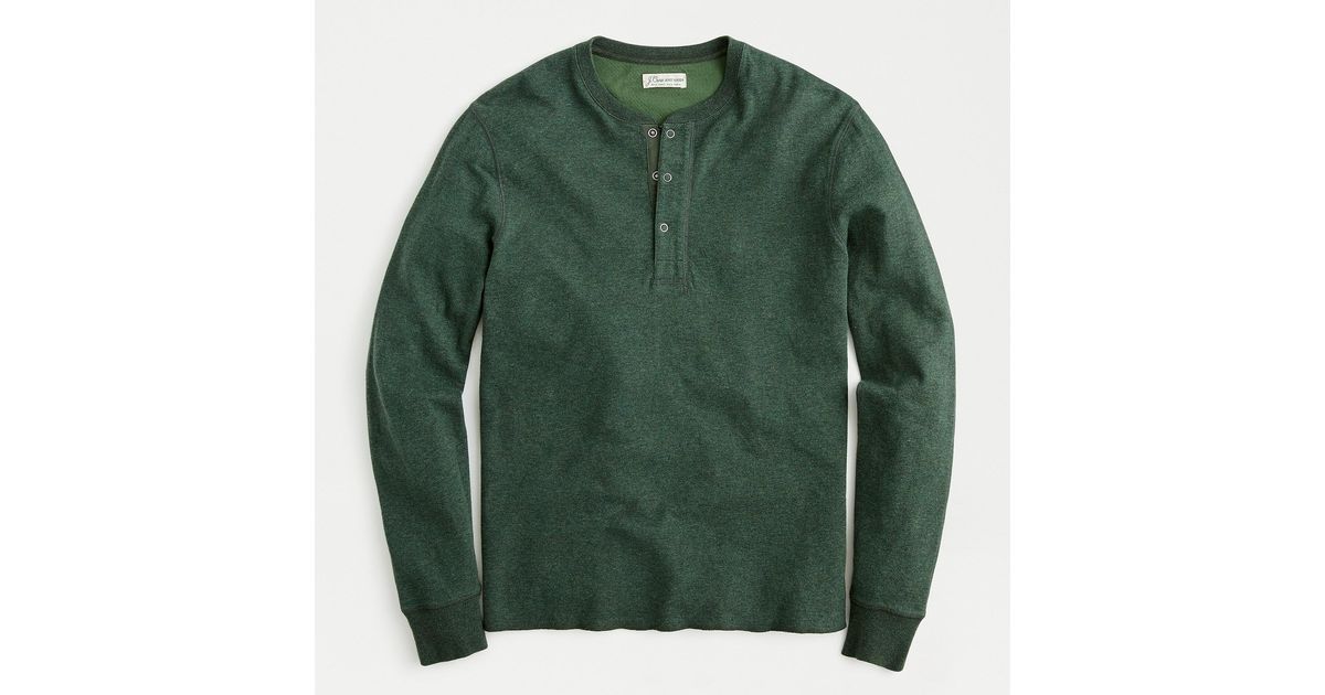 J.Crew Cotton Doubleknit Henley in Green for Men Lyst