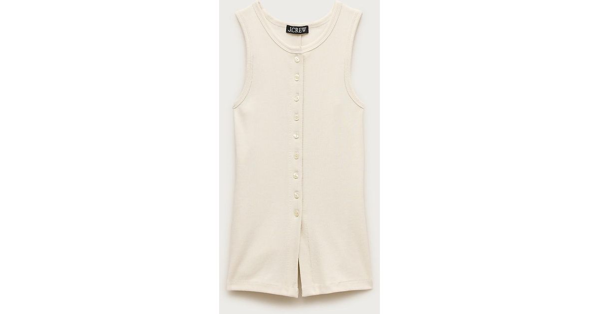 Leather Shell Rib J.Crew Perfect Rib Button-Up Shell Top in Natural | Lyst