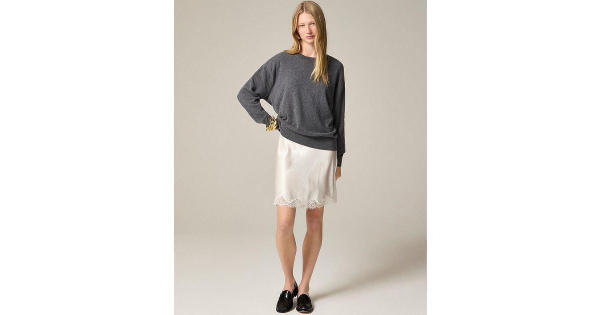 Gwen Lace-Trim Slip Skirt in Natural Lyst