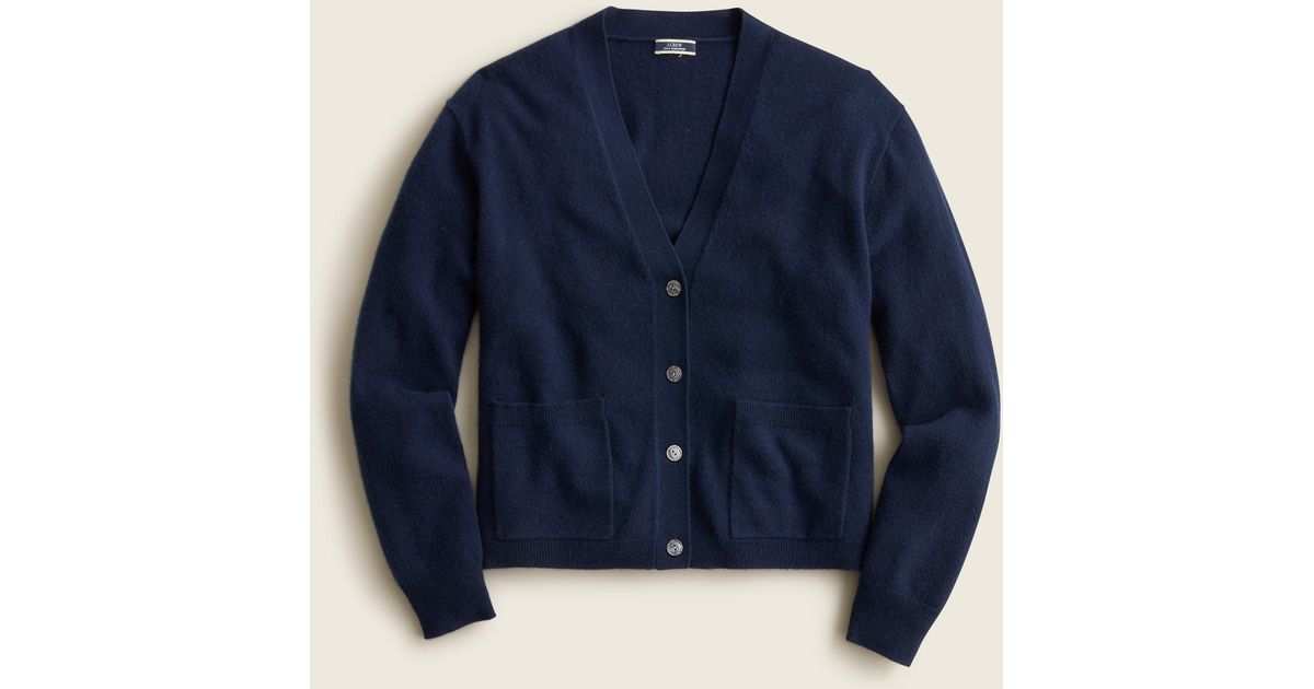 J.Crew Cashmere Relaxed Pocket Cardigan Sweater in Navy (Blue) Lyst