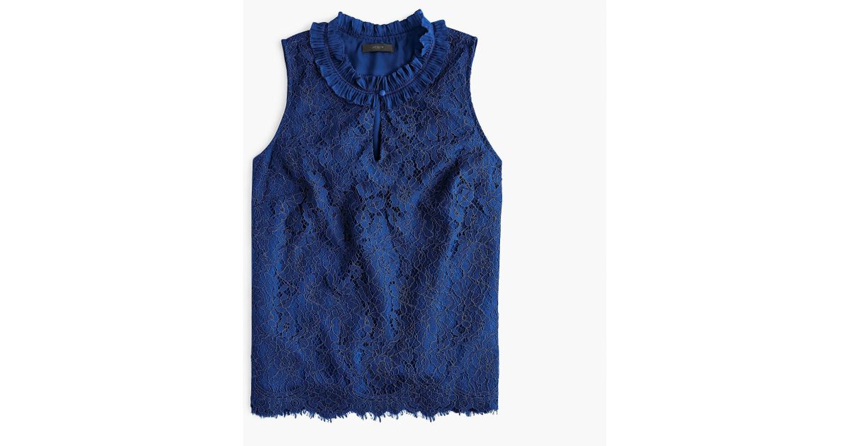 j crew lace ruffle neck top