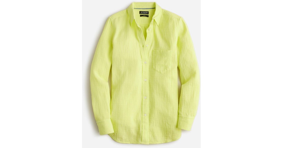 J.Crew Classicfit Soft Gauze Shirt In Stripe in Yellow Lyst