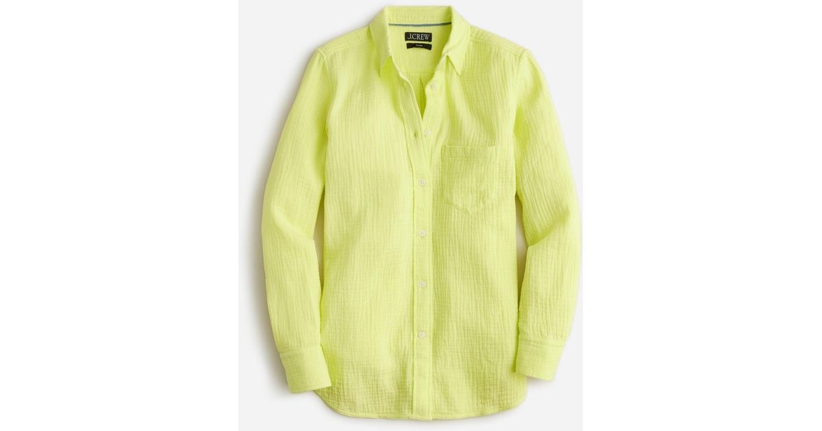 J.Crew Classicfit Soft Gauze Shirt In Stripe in Yellow Lyst