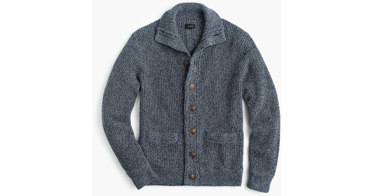 marled cotton mockneck cardigan sweater