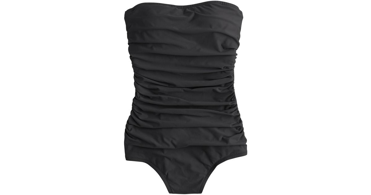 J.crew Long Torso Ruched Bandeau Onepiece Swimsuit in Gray Lyst