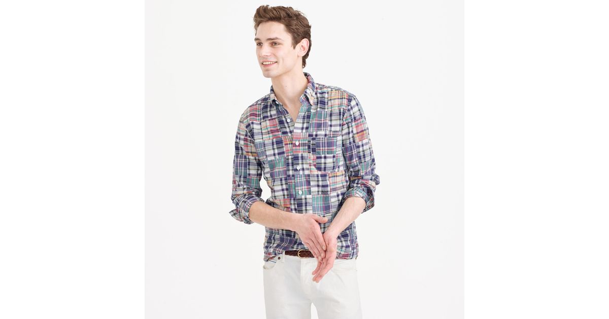 J.Crew Cotton Slim Indian Madras Shirt 