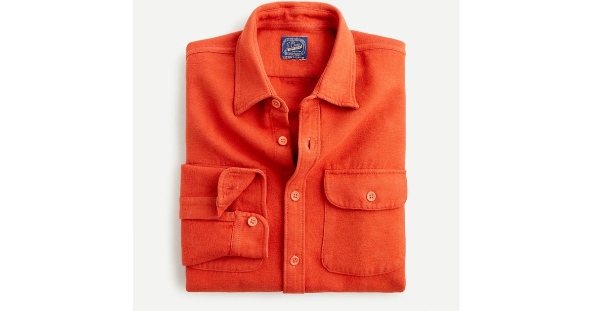 J.Crew Heavyweight Chamois Workshirt in Orange for Men Lyst